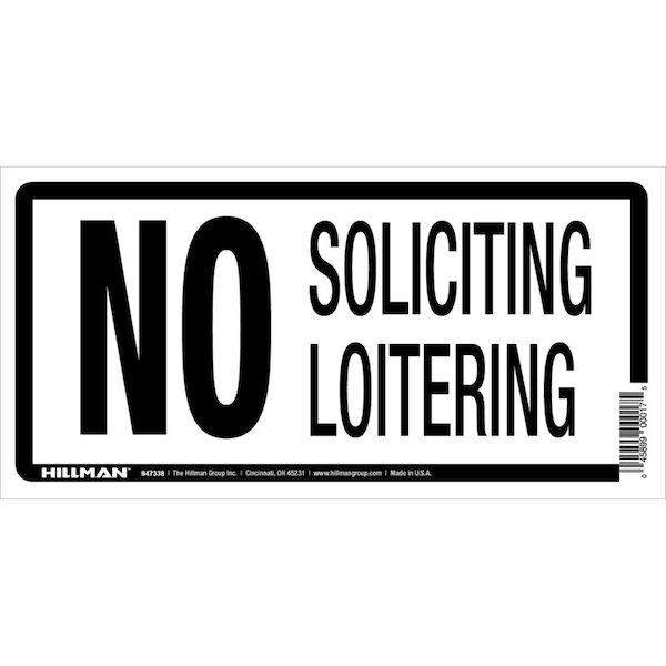 Hillman HILLMAN English White No Soliciting Sign 5 in. H X 10 in. W 847338 - main